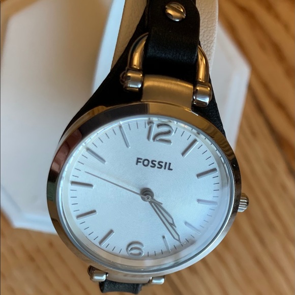 Fossil Accessories - Fossil wristwatch black leather band